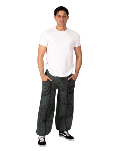 Kimago unisex green harem pants with a...