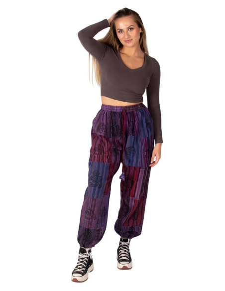 Kimago unisex patchwork harem pants in light blue or purple
