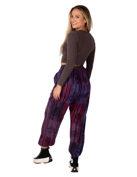 Kimago unisex patchwork harem pants in light blue or purple