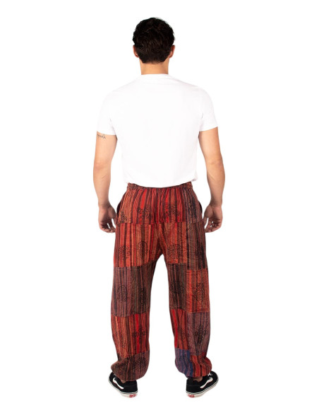 Kimago unisex patchwork red cotton harem pants
