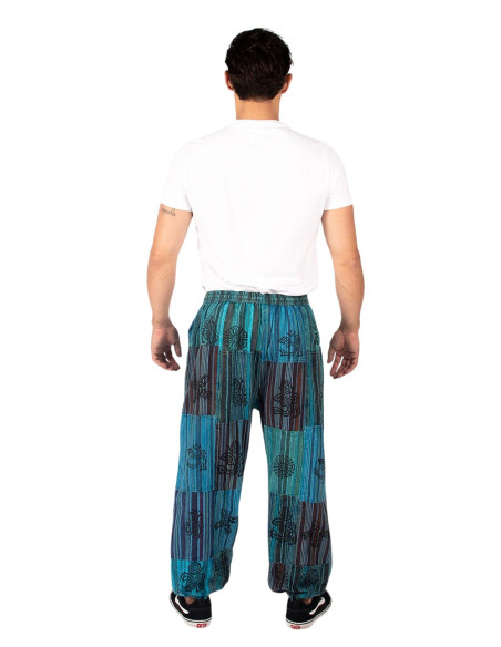 Kimago light blue patchwork unisex harem pants cotton