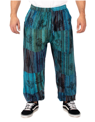 Kimago light blue patchwork unisex harem pants...
