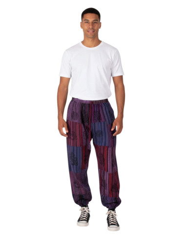 Kimago unisex patchwork purple cotton harem pants