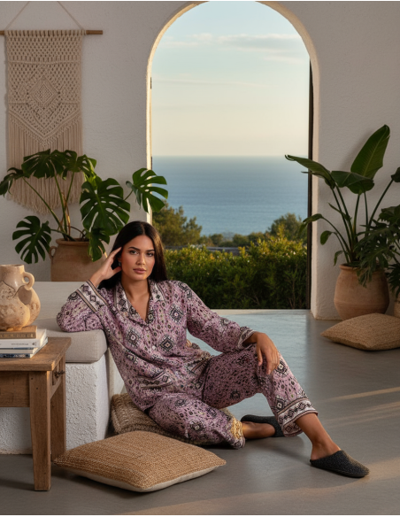 Two-piece silk pajamas with bag | Kimago