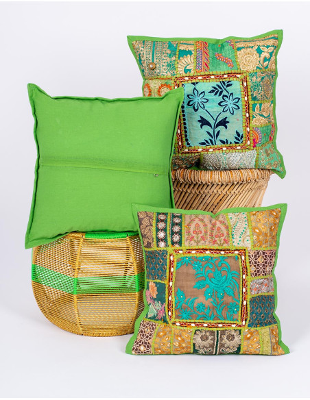 Light green ethnic cushion cover 40x40 | Kimago