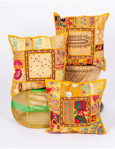 Handmade yellow cushion cover 40x40 | Kimago