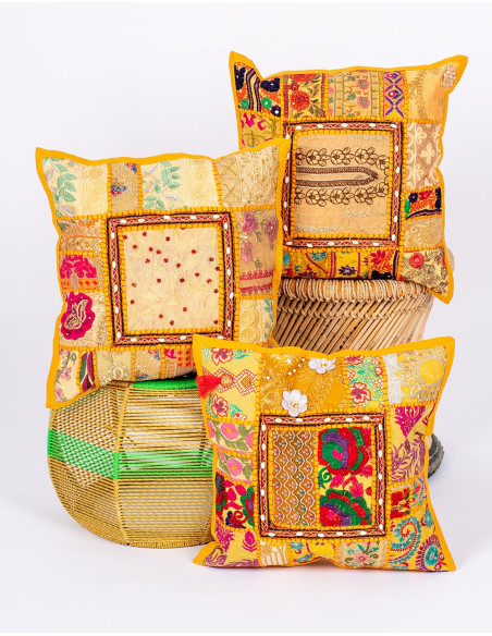 Handmade yellow cushion cover 40x40 | Kimago