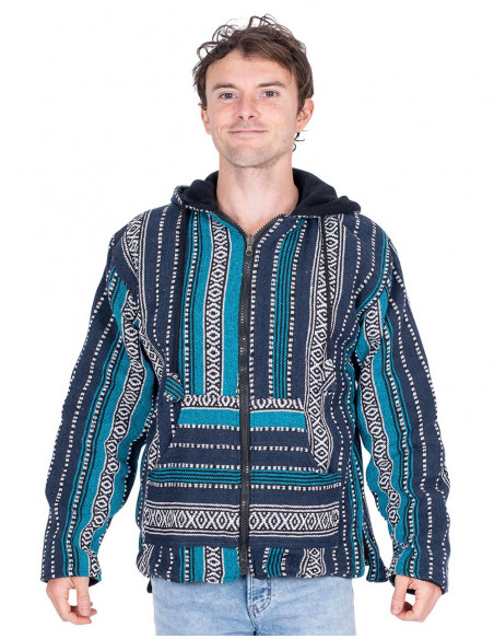 Ethnic hippie jacket with handmade fleece lining | Kimago