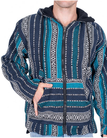 Ethnic hippie jacket with handmade fleece lining | Kimago