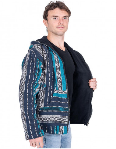 Ethnic hippie jacket with handmade fleece...