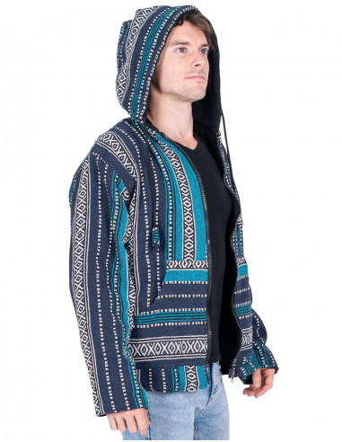 Ethnic hippie jacket with handmade fleece...
