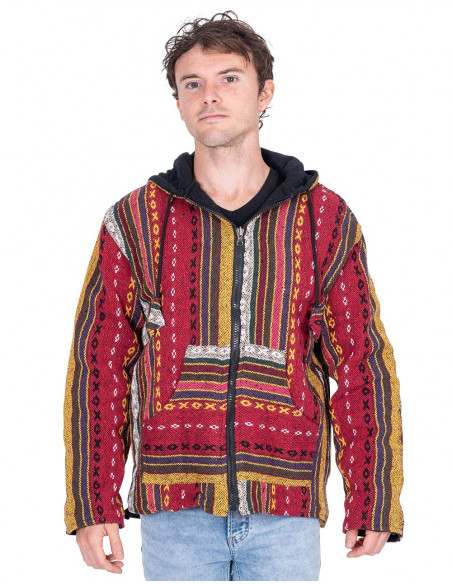 Ethnic hippie jacket with handmade fleece lining | Kimago