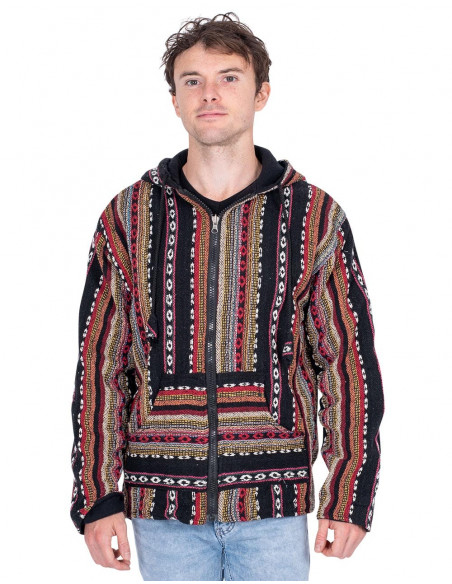 Ethnic hippie jacket with handmade fleece lining | Kimago