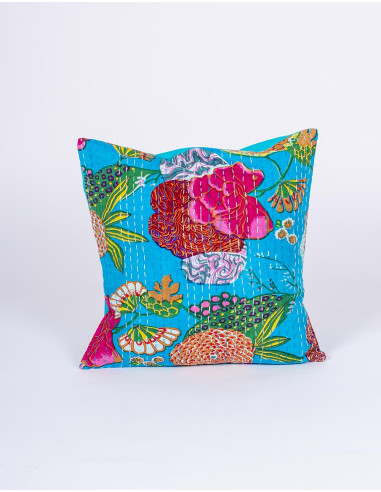 Handmade floral cotton cushion cover 40x40