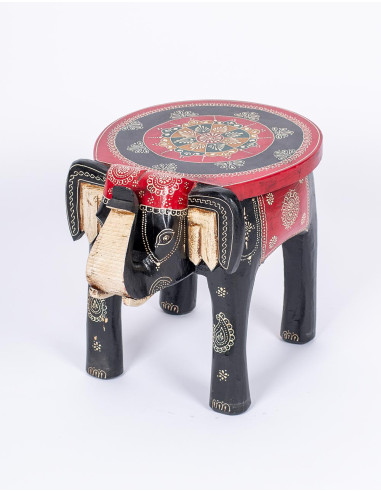 mueble-artesanal-elefante-rojo-negro-india