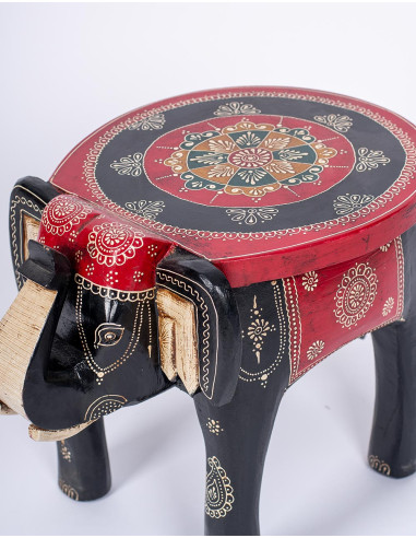 banco-elefante-pintado-mano-rojo-negro