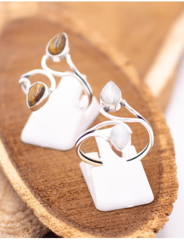 Adjustable handmade ring with mineral stones | Kimago