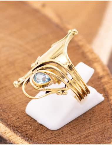 Ethnic ring with natural stone, gold or silver...