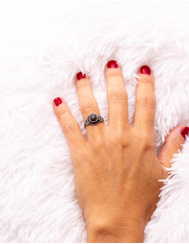 Silver ethnic ring with natural stone