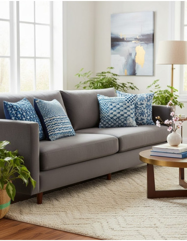 Ethnic blue and light blue cushion cover 40x40