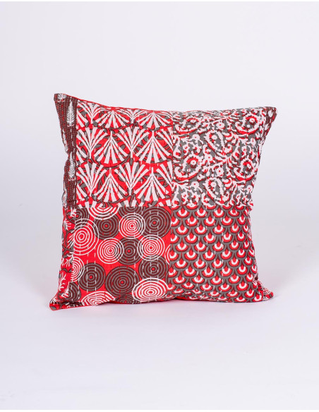 Ethnic cotton burgundy cushion cover 40x40