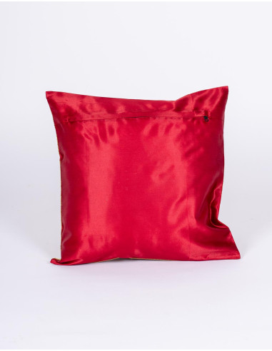 burgundy glossy cushion cover with birds 40x40