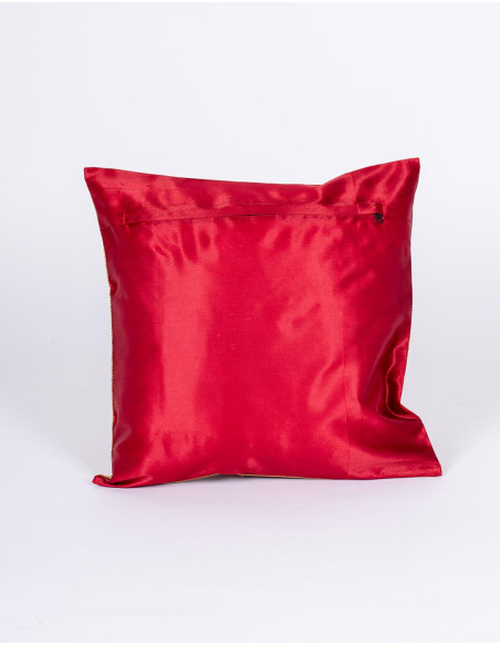 burgundy glossy cushion cover with birds 40x40