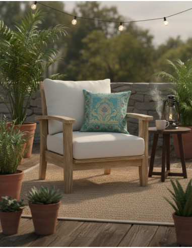 funda-cojin-turquesa-brillante-aves-etnico