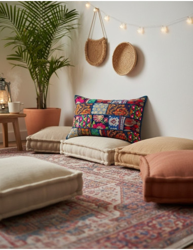 Blue patchwork cushion cover