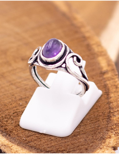 Silver ring with single stone