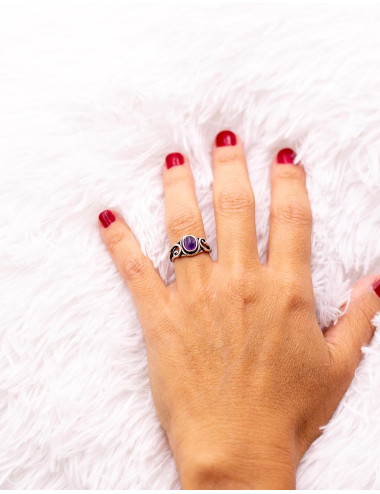 Silver ring with single stone
