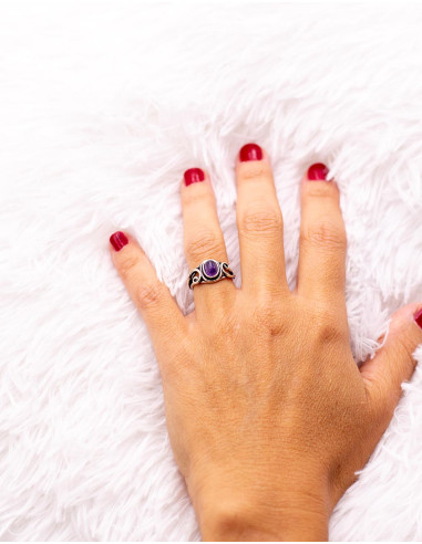 Silver ring with single stone