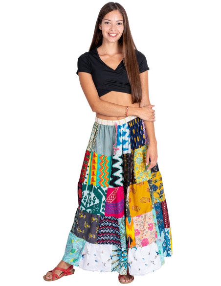 patchwork cotton skirt