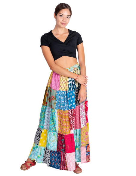 patchwork cotton skirt