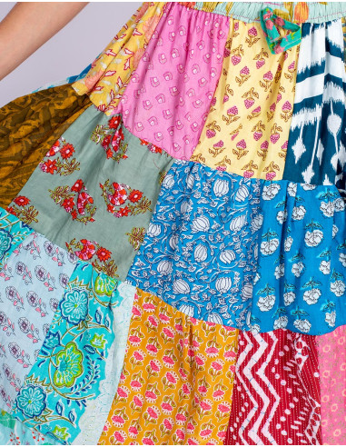 patchwork cotton skirt