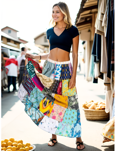 patchwork cotton skirt