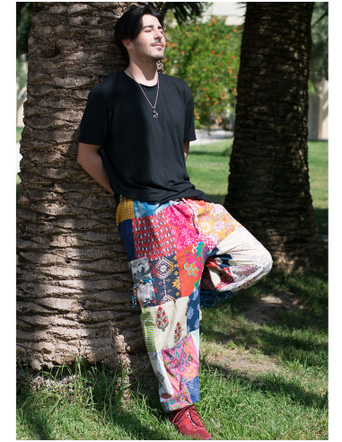 Cotton patchwork trousers