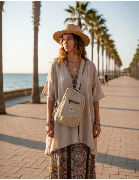 Asymmetrical hemp backpack