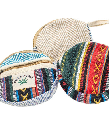 Handmade Hemp Round Coin Purse with Pocket |...