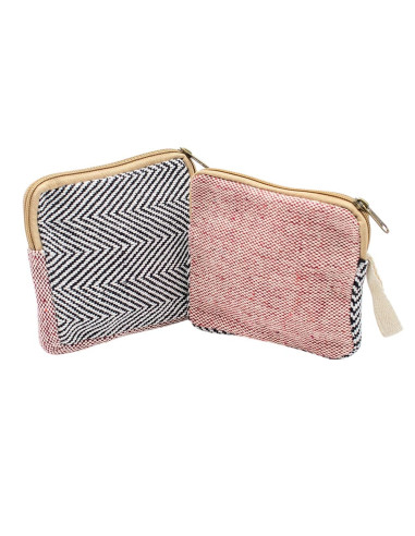 Unisex Square Hemp Coin Purse with Ethnic...