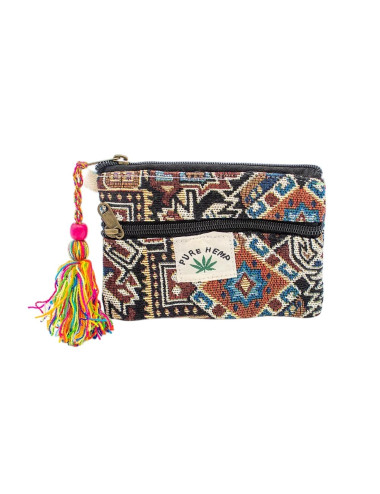 Unisex Hemp Purse 15x11 cm with Colorful Pompom | Kimago