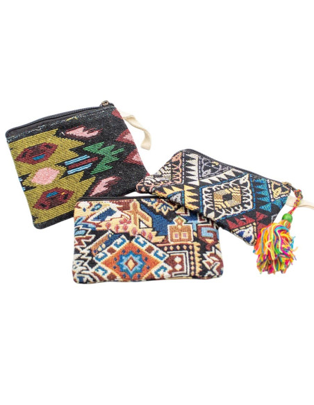 Unisex Hemp Purse 15x11 cm with Colorful Pompom | Kimago