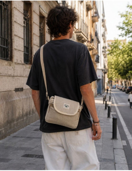 Unisex Hemp Shoulder Bag, Bone Color