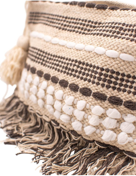 Boho Indian Handcrafted Bag with Fringe and Pom-Poms | Kimago