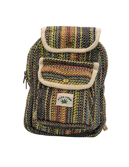 Handmade Hemp Backpack with Flap and Clip