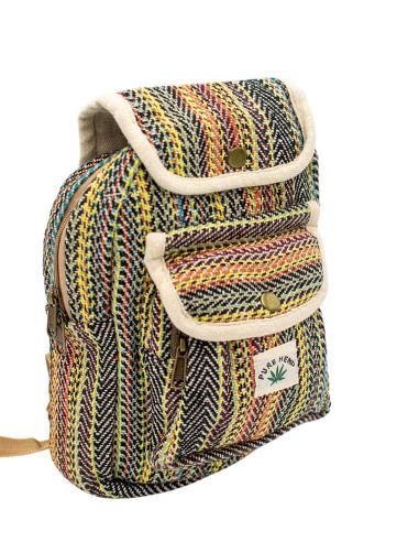 Handmade Hemp Backpack with Flap and Clip