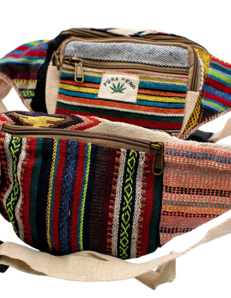 BRÑ0012 - Handmade hemp fanny pack with colorful fabrics