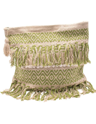 Light Green Boho Bag with Fringe and Handmade...
