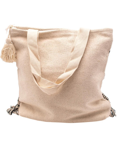 BBO00142 - Large bone and black boho bag with...