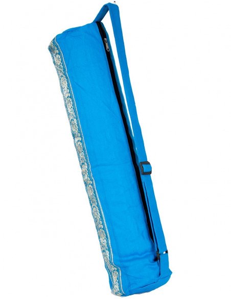 Light Blue Cotton Yoga Mat Bag | Kimago